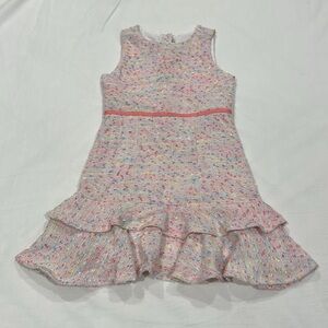 Janie & Jack Tweed Pink Dress w/ Ruffle Bottom size 7